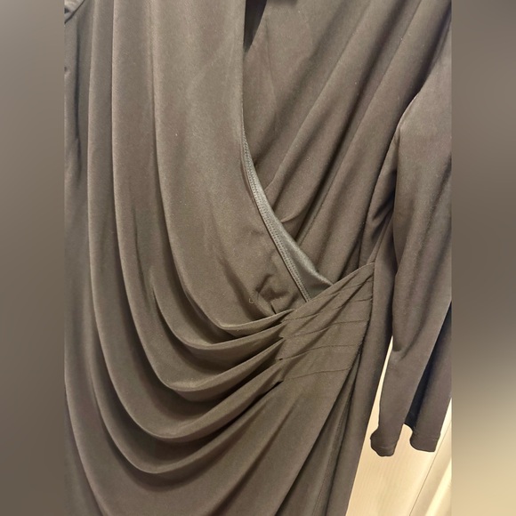 Anne Klein Black Draped Long Sleeve Dress - Picture 3 of 7